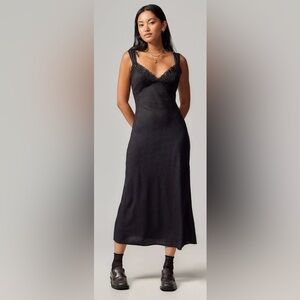 Romantic Sexy Black Lingerie Slip Dress w/ Lace Details (Size Medium)